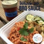This Whole30 Barbecue sauce recipe is compliant and delicious on so many things - especially shredded chicken! | Thyme + JOY