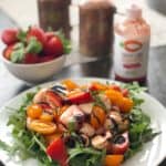 This strawberry balsamic caprese salad is super flavorful, easy to make, travel with and is a Spring and Summer salad hit! | Thyme + JOY