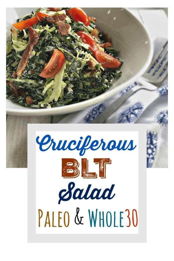 This crunchy cruciferous BLT salad packs a nutrient dense punch with homemade mayo and delicious bacon. Paleo, Keto and Whole30 friendly. | Thyme + JOY