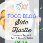 Find out how and why I was able to make $18.24 in my very first food blog side hustle income report for February and March of 2018. | Thyme + JOY