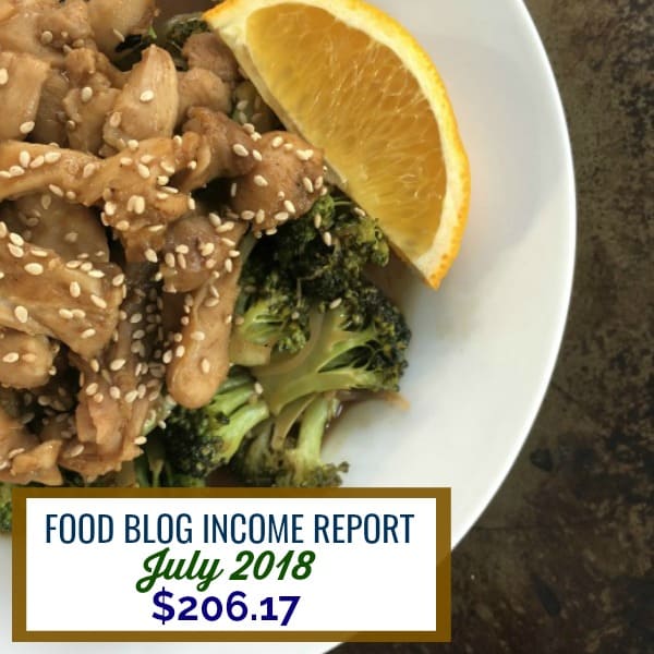 Food Blog Income Report July 2018 | find out how I made $206.17 on my food blog using various strategies in July 2018 #foodblog #blogging