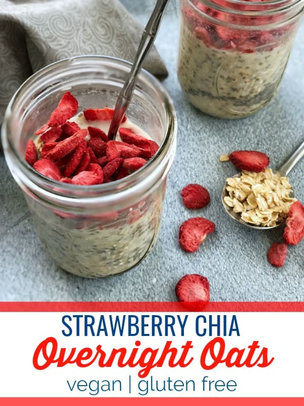 These strawberry chia overnight oats pack a nutritional punch and will help keep you satisfied through the morning.  #vegan #glutenfree #dairyfree #breakfast