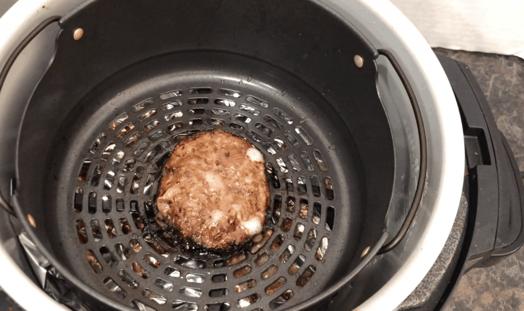cooked air fryer burger