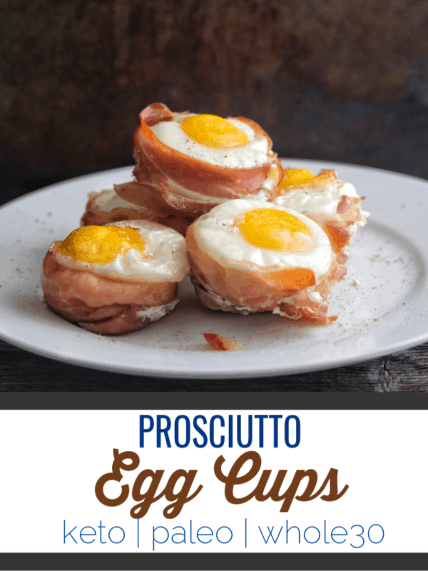 These Prosciutto Egg Cups are a simple low carb high protein snack or breakfast that can be made in a pinch with only 2 ingredients. #keto #whole30 #paleo