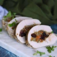 This stuffed turkey tenderloin is a perfect hearty holiday dish that will please all types of eaters. #whole30 #paleo #keto #thanksgiving #lowcarb