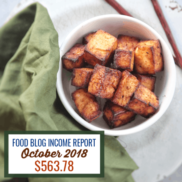 Blog Income Report October 2018 : Find out how I made $563.78 through my blog with various strategies.  #blog #foodblog #sidehustle