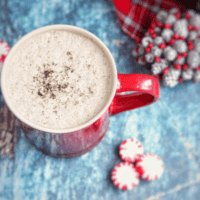 This peppermint hot chocolate is the perfect way to warm up during the holidays.  This recipe uses clean ingredients like cocoa powder, peppermint and collagen.
