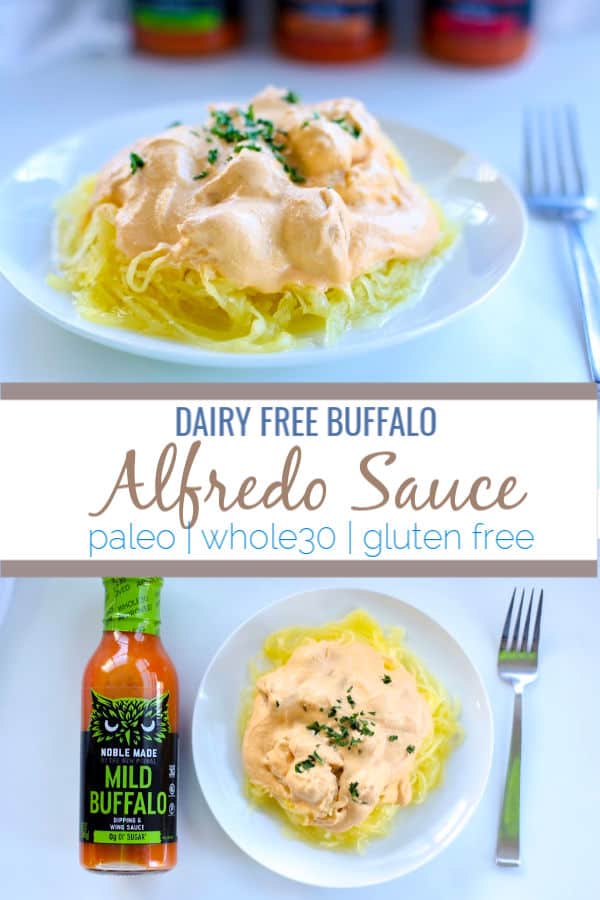 This dairy free buffalo Alfredo sauce is the perfect way to get a creamy sauce that is vegan and void of dairy thanks to its base of cashews.  This recipe can be used as part of a low carb, paleo, whole30 or dairy free way of eating. 
