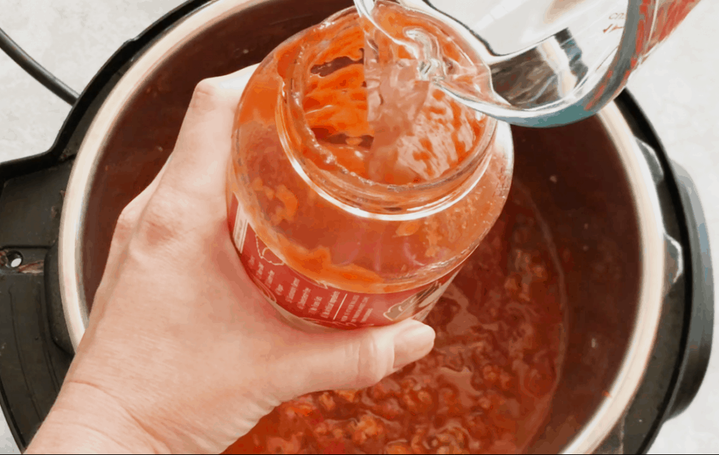 water in pasta sauce jar