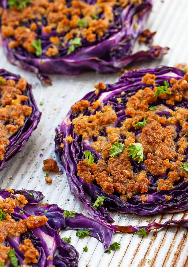 sliced purple cabbage steaks