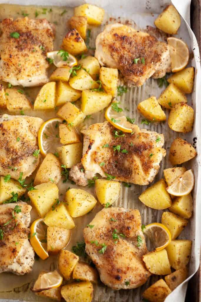 sheet pan chicken thighs and potatoes