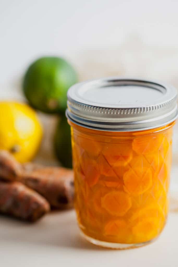 pickled turmeric in mason jar