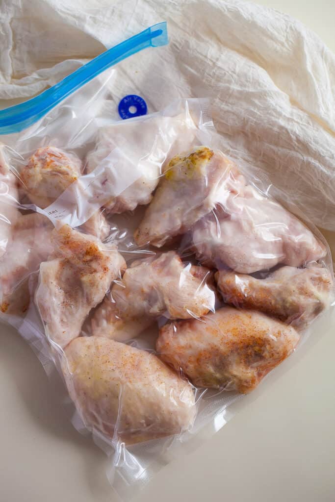 frozen chicken wings in vacuumed sealed bag
