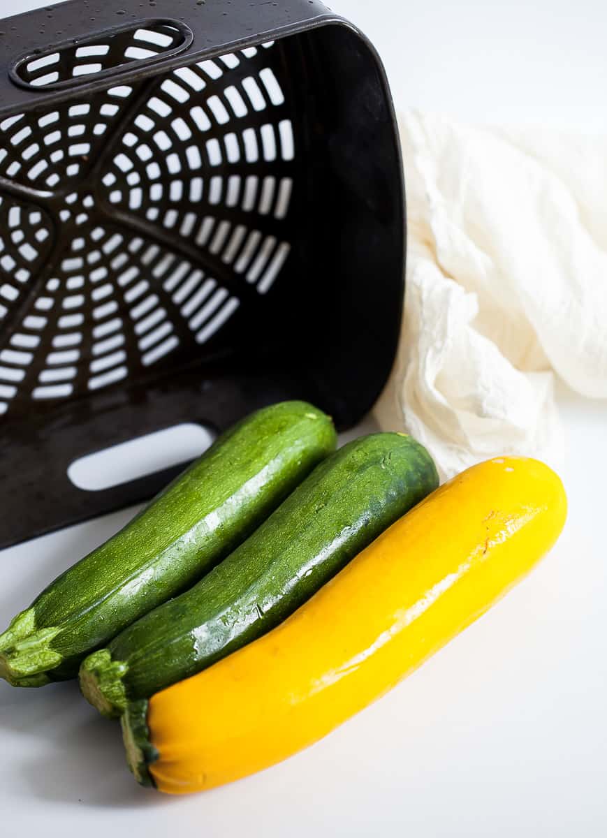 zucchini and yellow squash in air fryer basket