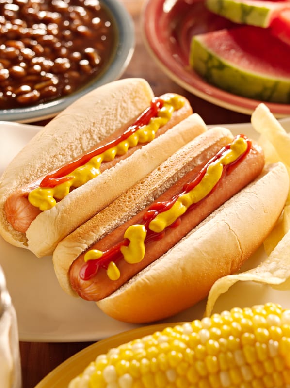 hot dogs in a bun