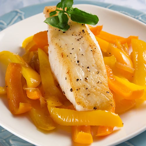 chilean sea bass with peppers