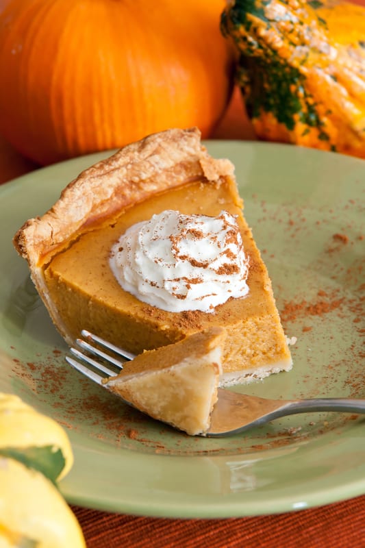 air fryer pumpkin pie slice on a plate