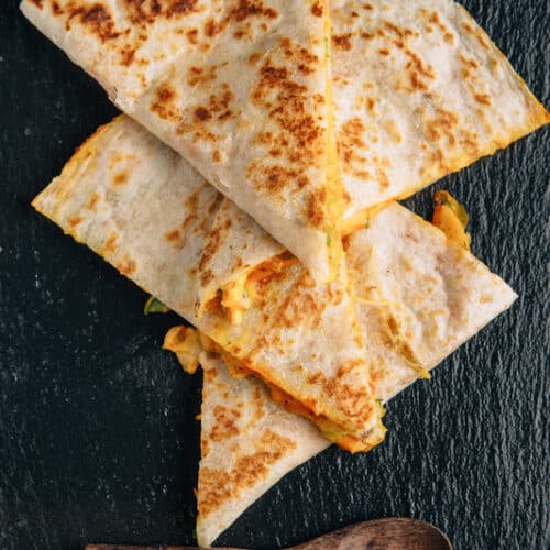 cheese quesadilla cut into triangles