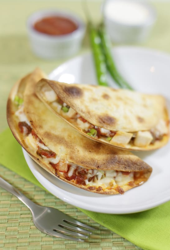 chicken quesadilla on a plate