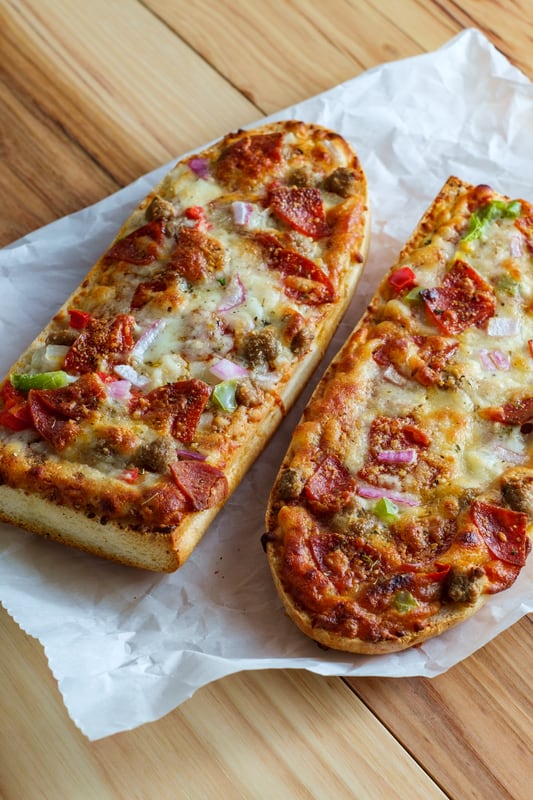 cooked french bread pizza