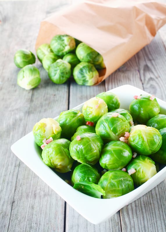 boiled brussels sprouts on a plate