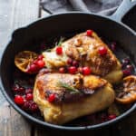 turkey thighs in a cast iron pan