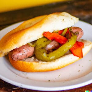 italian sausage on a plate with peppers
