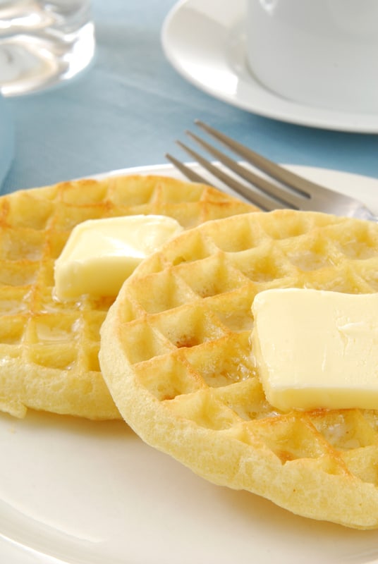 waffles on a plate with butter